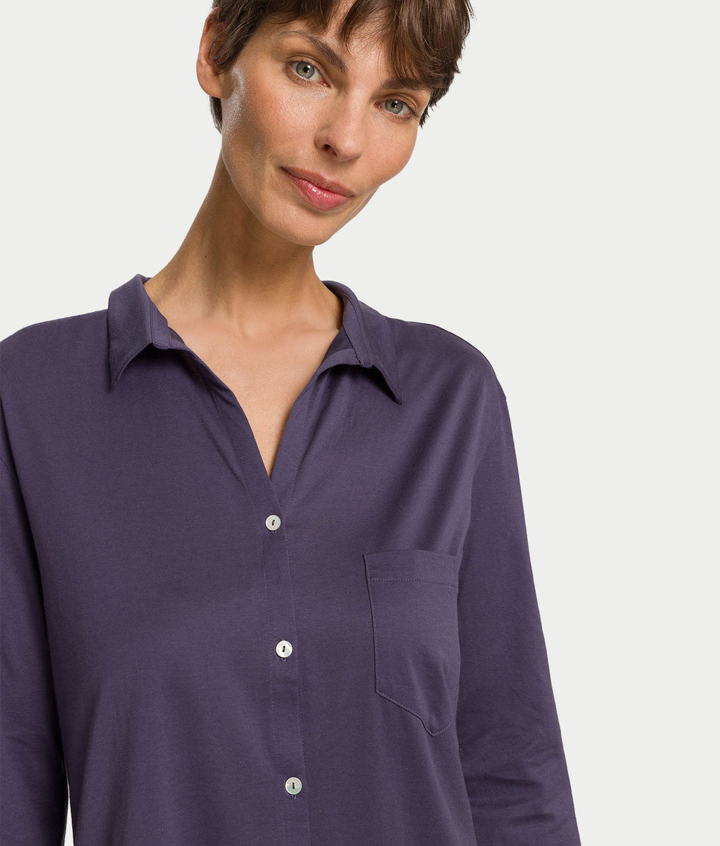 Cotton Deluxe Button-Front Sleep Shirt