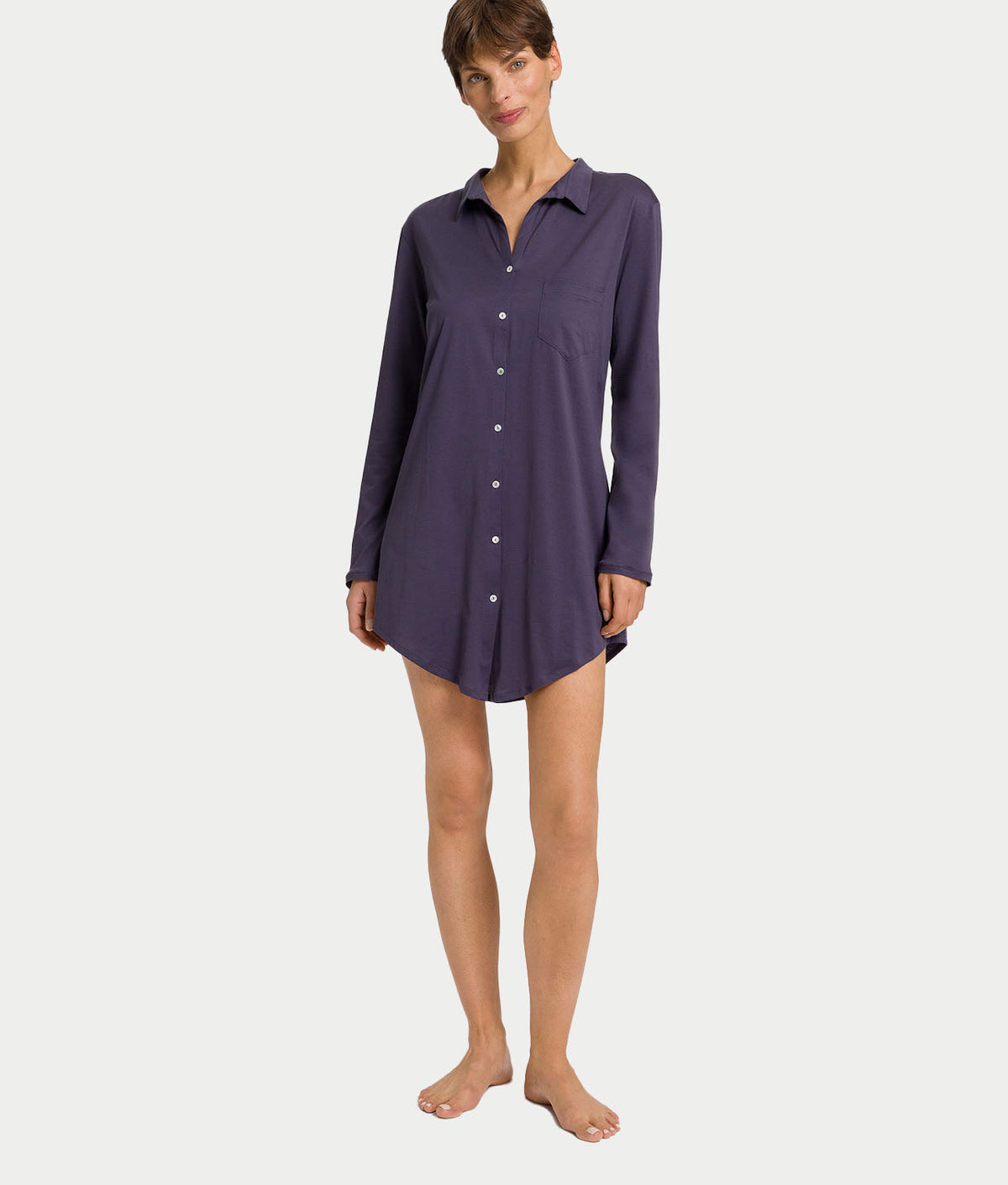 Cotton Deluxe Button-Front Sleep Shirt