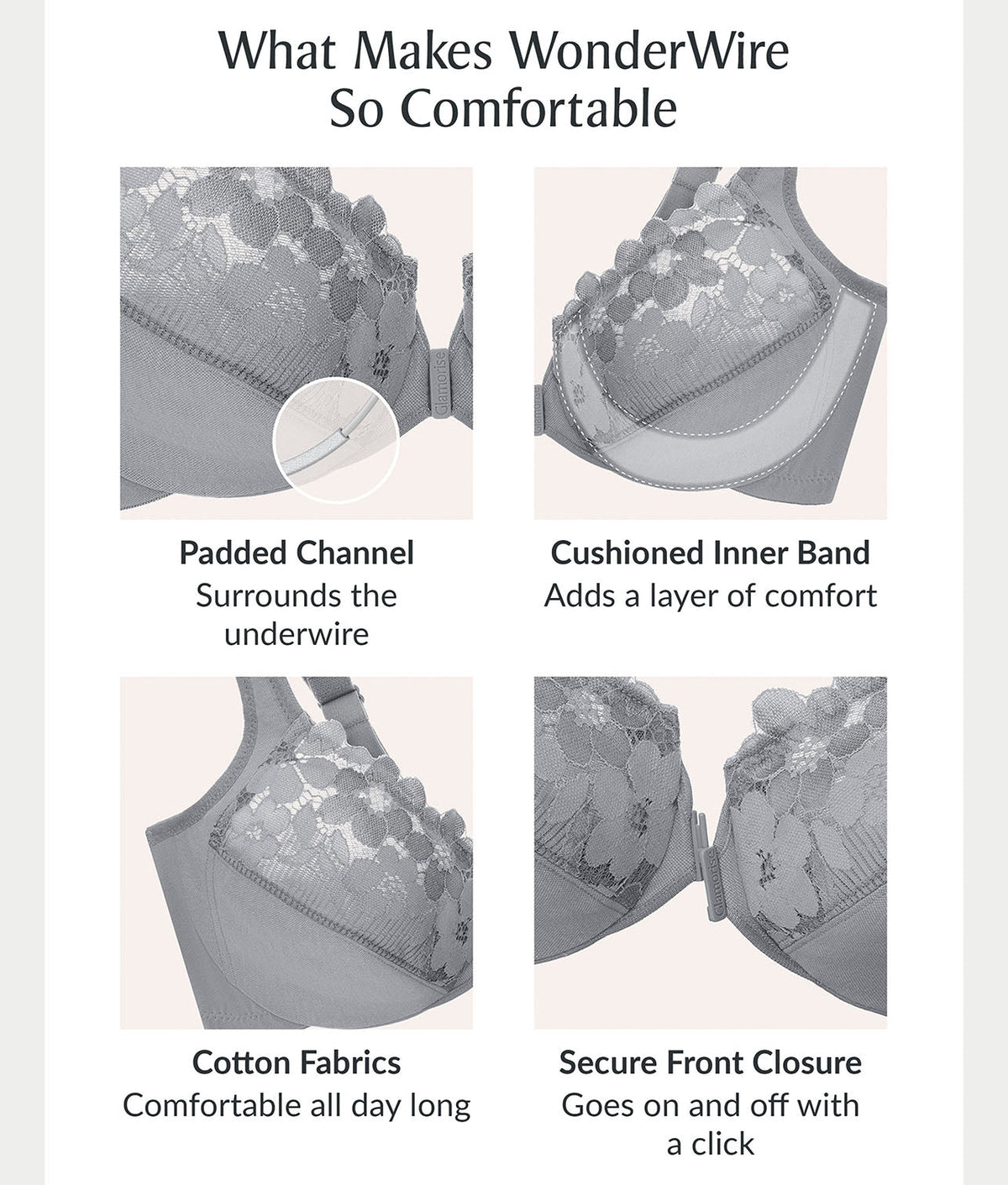 WonderWire Front-Close Cotton Bra