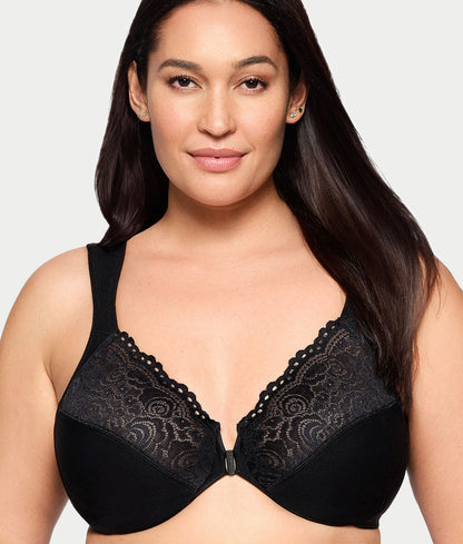 WonderWire Front-Close Posture Back Lace Bra