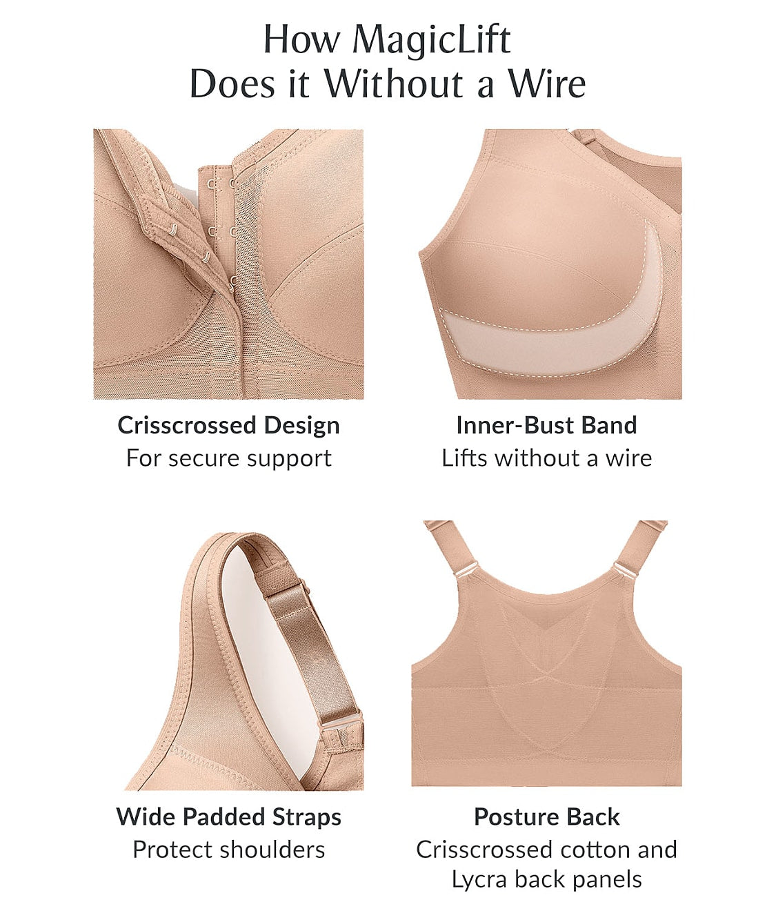 MagicLift Front-Close Posture Back Wire-Free Bra