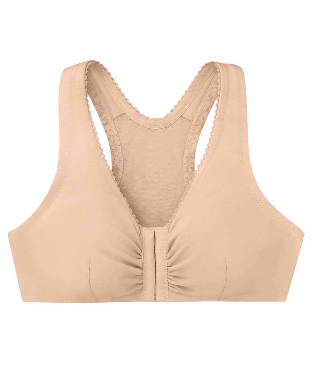 Front-Close Cotton T-Back Wire-Free Comfort Bra