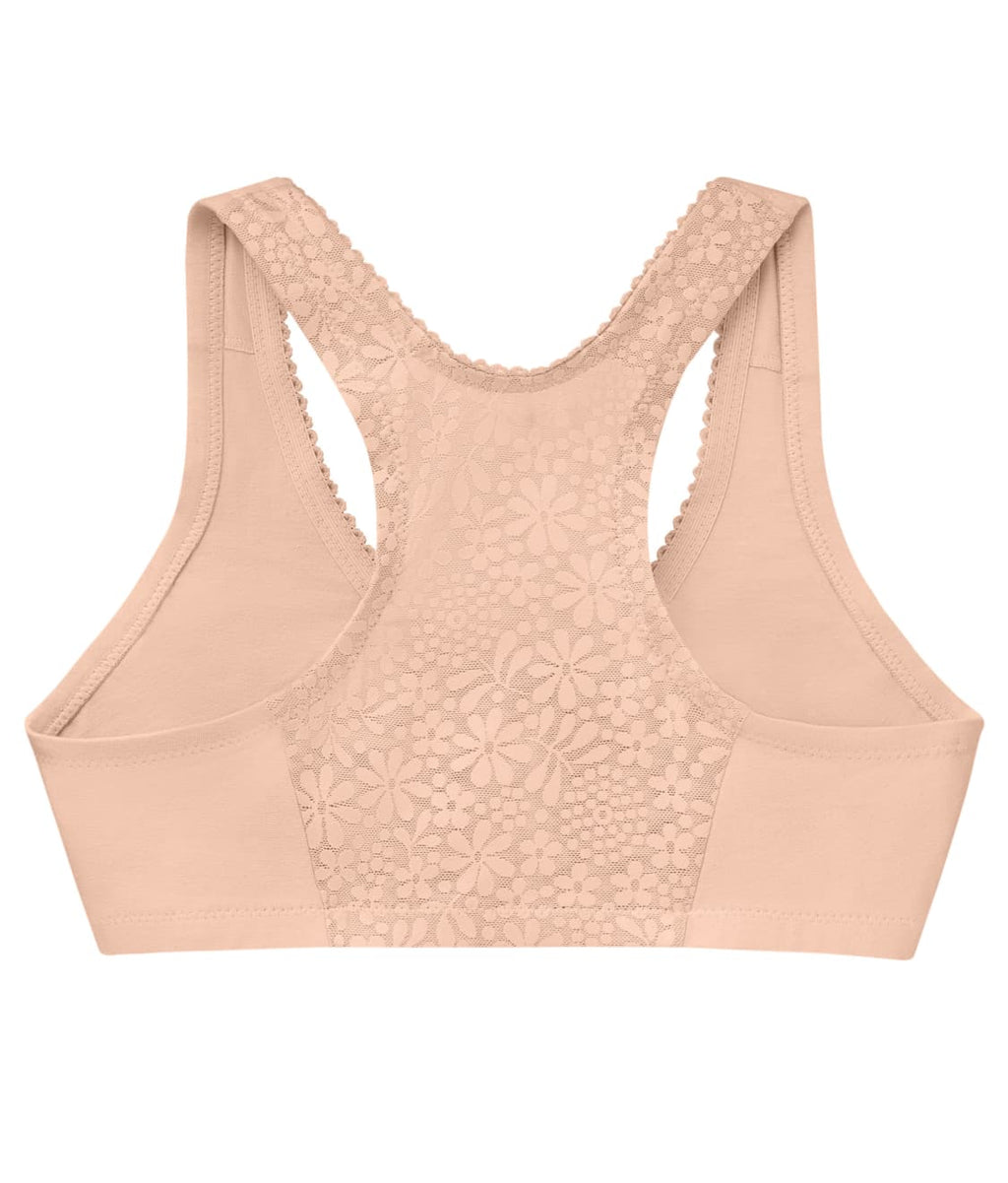 Front-Close Cotton T-Back Wire-Free Comfort Bra