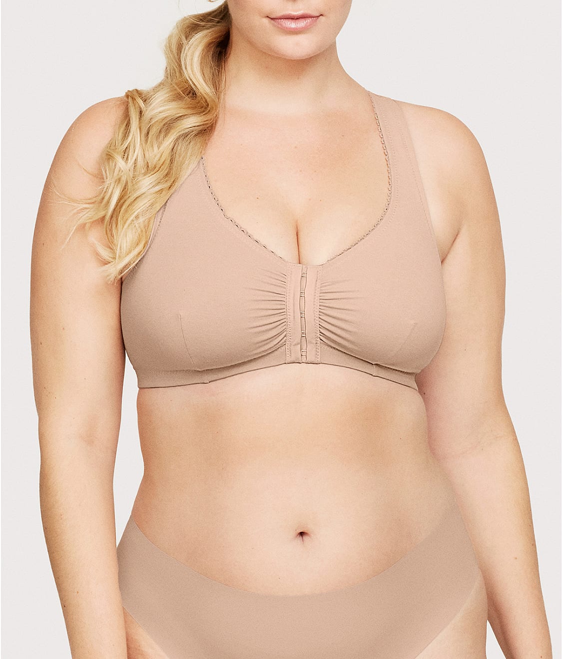 Front-Close Cotton T-Back Wire-Free Comfort Bra