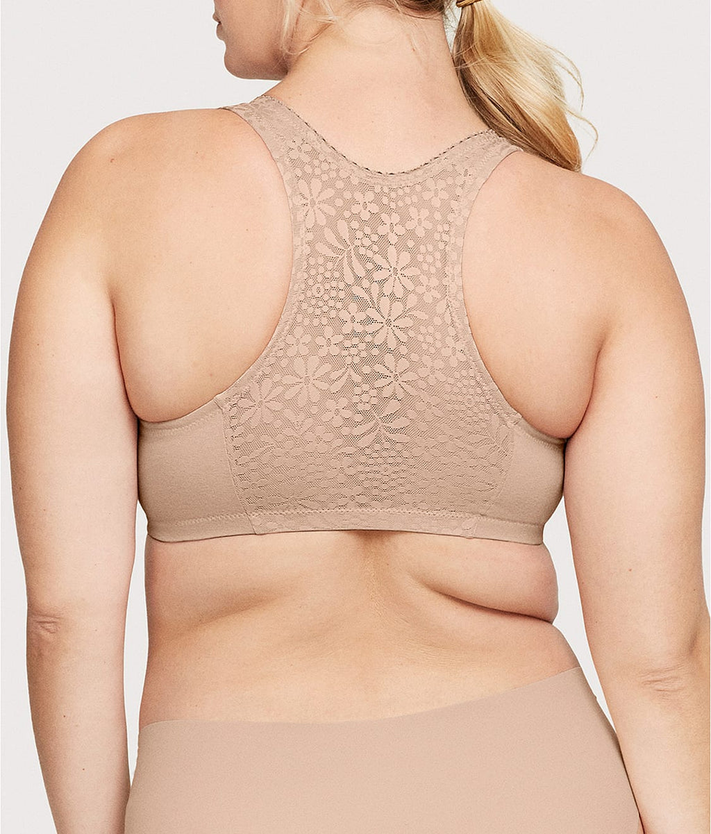 Front-Close Cotton T-Back Wire-Free Comfort Bra