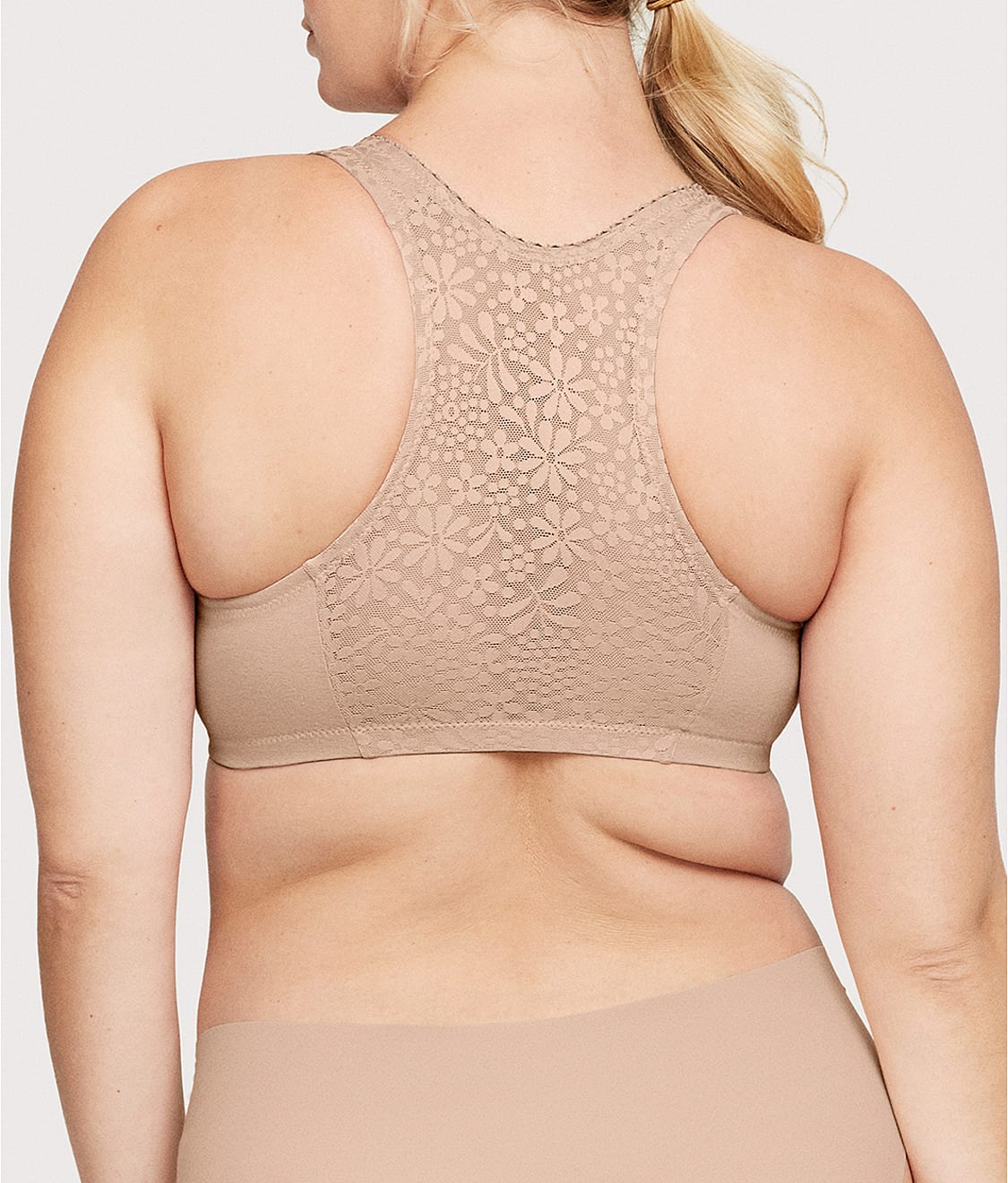 Front-Close Cotton T-Back Wire-Free Comfort Bra