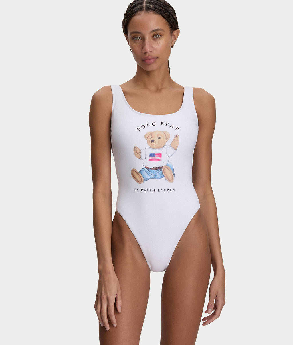 Heritage Polo Bear Terry Scoop One-Piece Swimsuit