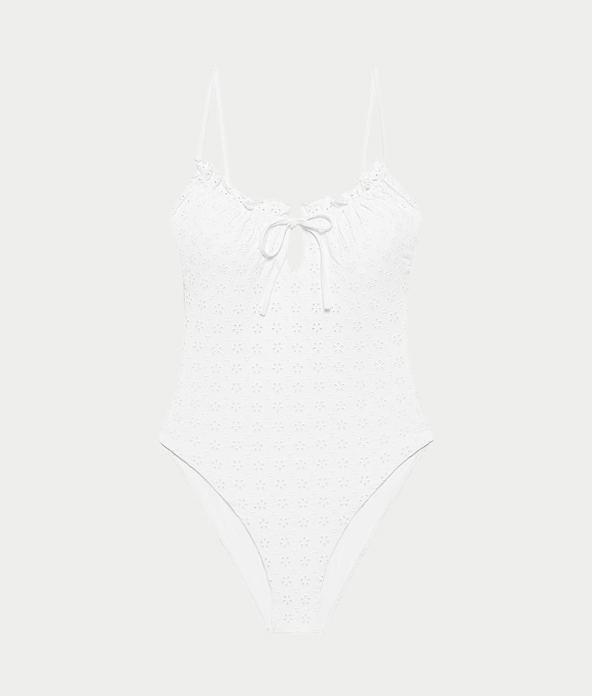 Eyelet Solids Keyhole One-Piece Swimsuit