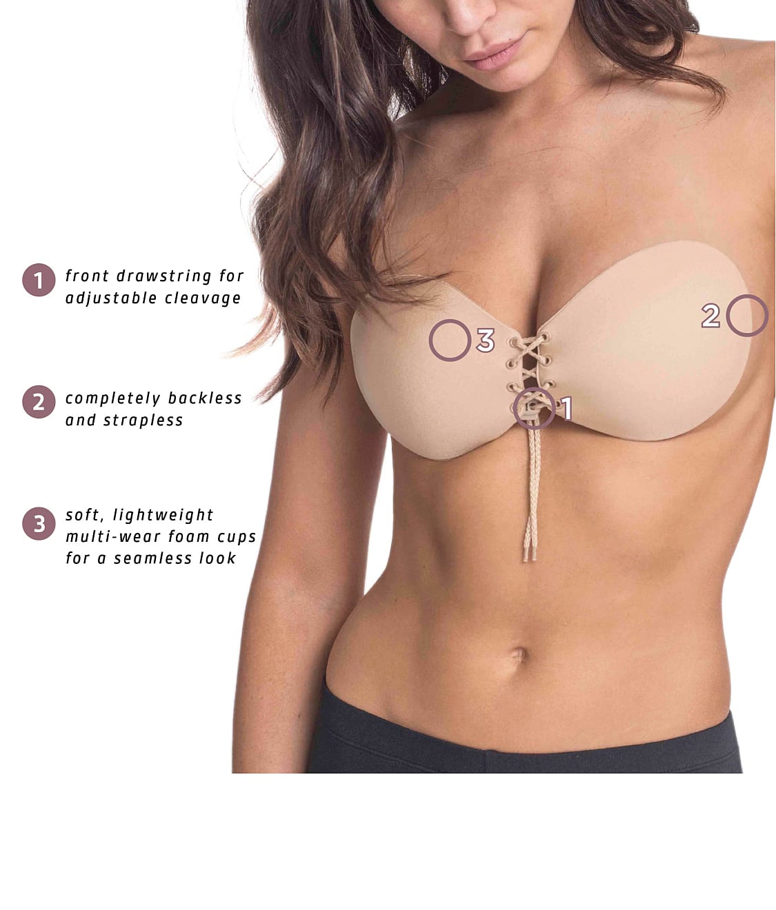 Lace-Up Adhesive Bra