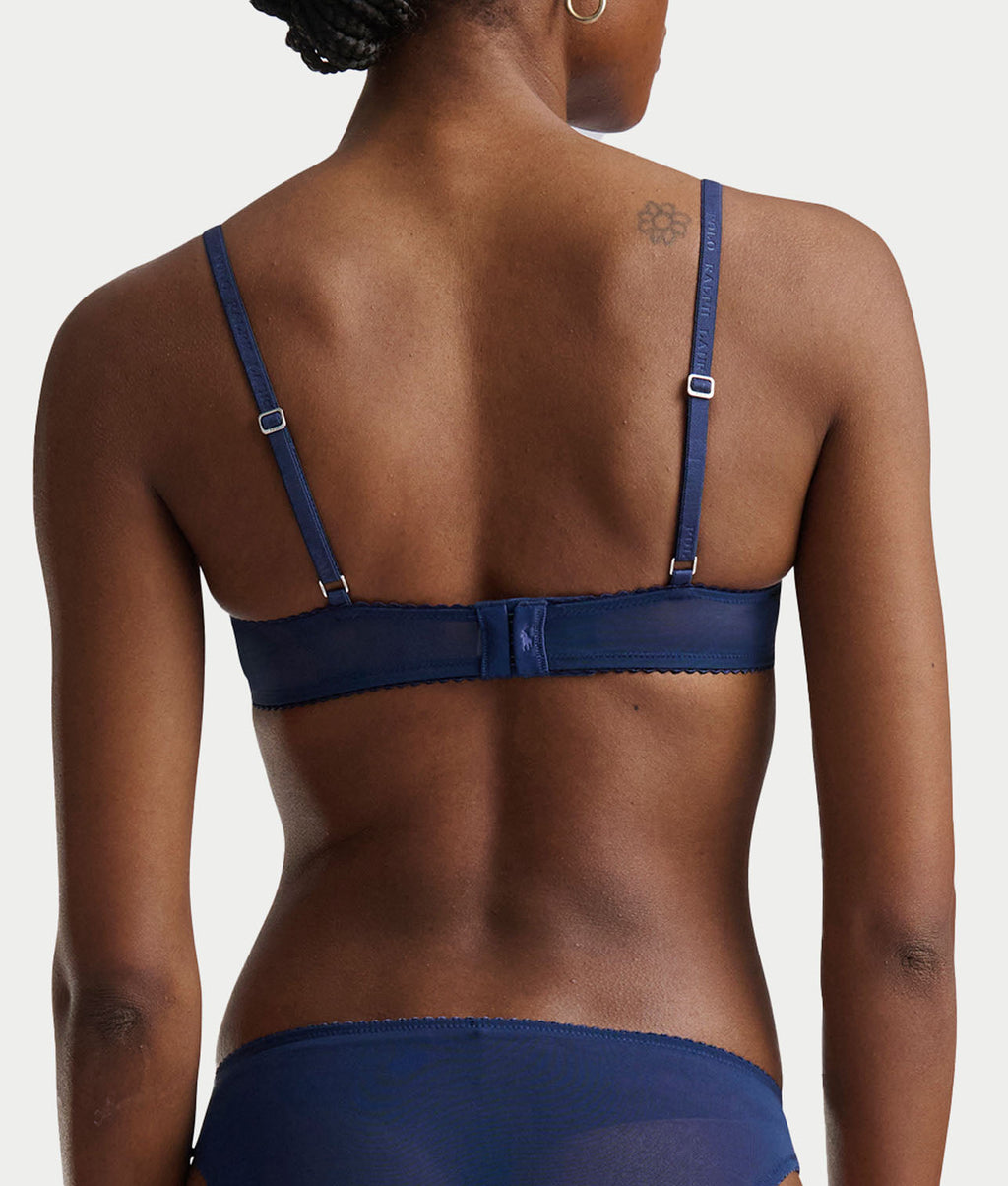 Embroidered Pony Mesh Unlined Demi Bra
