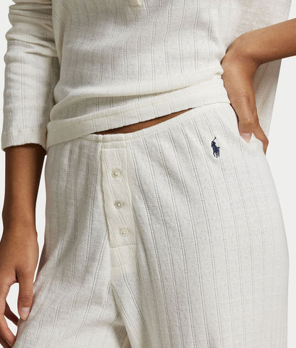 Henley Wide Leg Knit Pajama Set