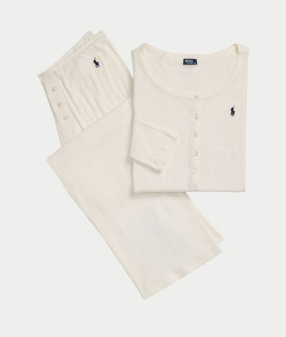 Henley Wide Leg Knit Pajama Set