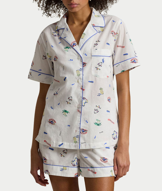 Short Sleeve Woven Pajama Set
