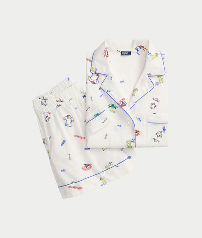 Short Sleeve Woven Pajama Set