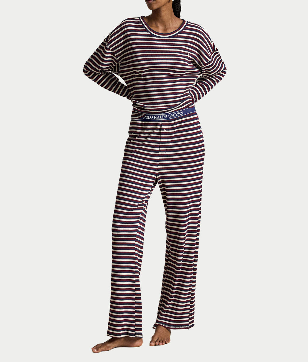 Waffle Knit Stripe Long Sleeve Pajama Set