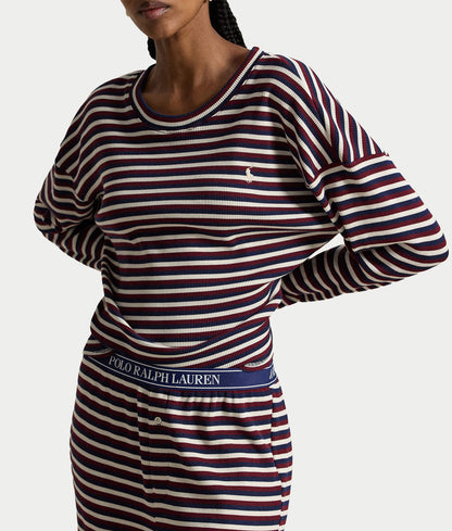 Waffle Knit Stripe Long Sleeve Pajama Set