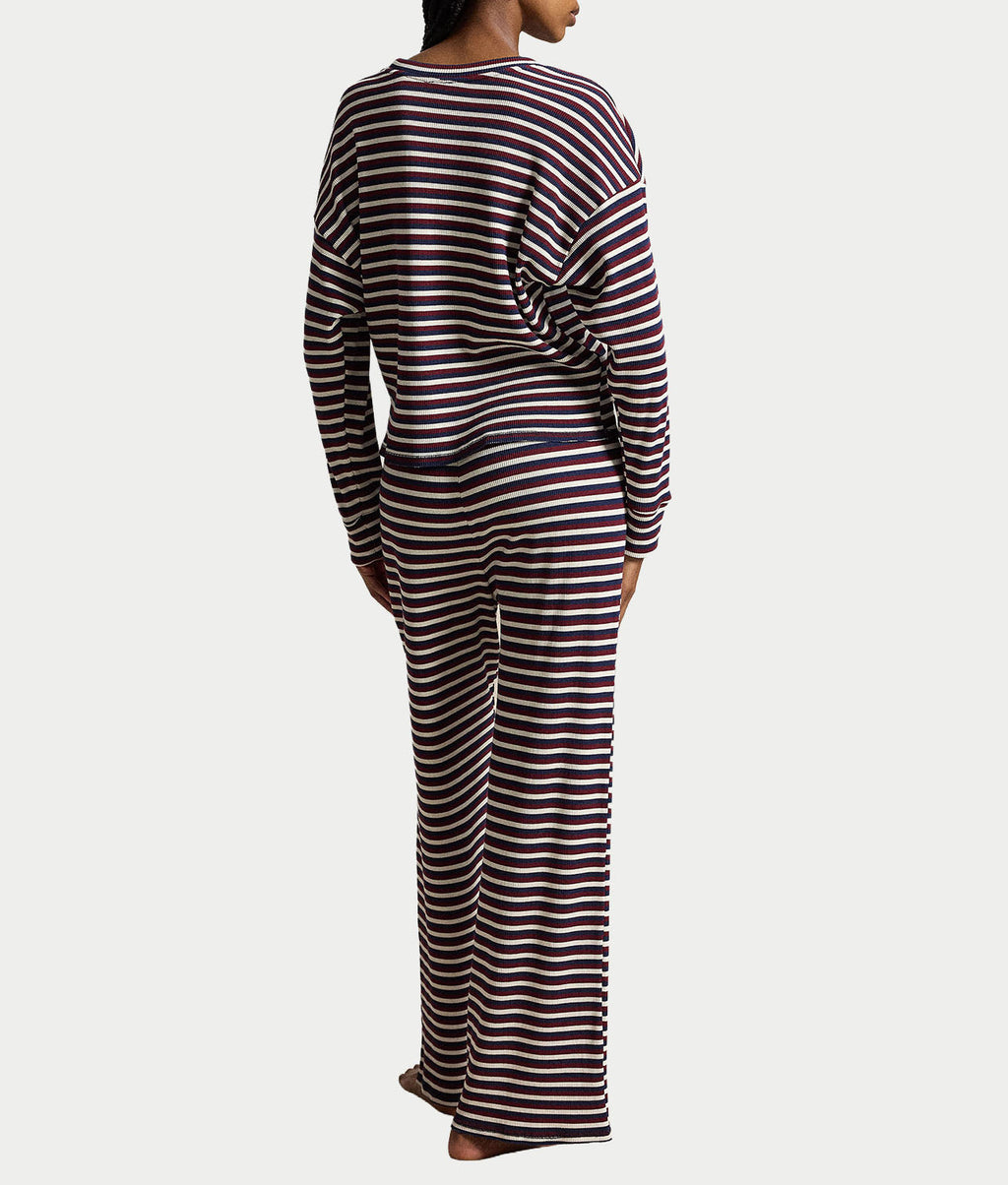 Waffle Knit Stripe Long Sleeve Pajama Set