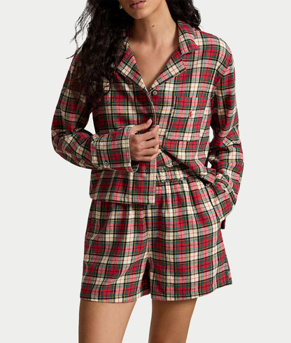 Crop & Boxer Plaid Flannel Pajama Set