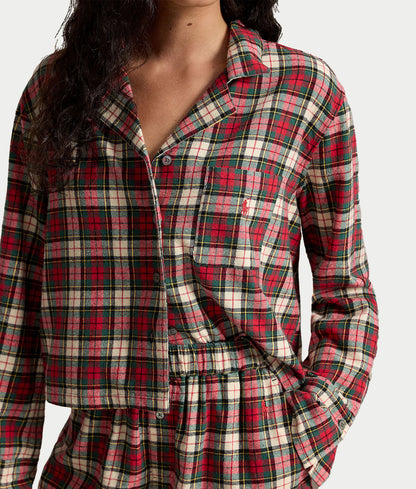 Crop & Boxer Plaid Flannel Pajama Set