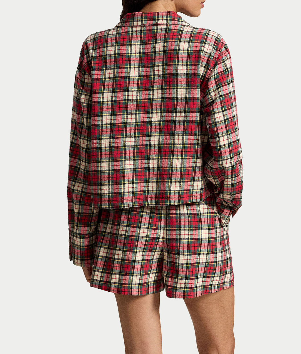 Crop & Boxer Plaid Flannel Pajama Set