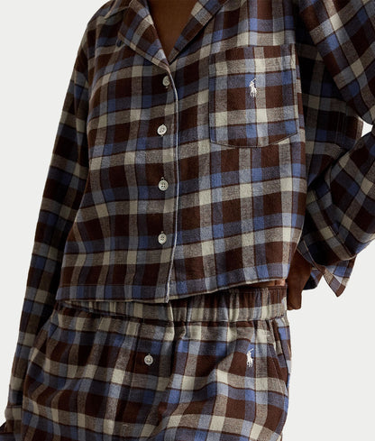 Crop & Boxer Plaid Flannel Pajama Set