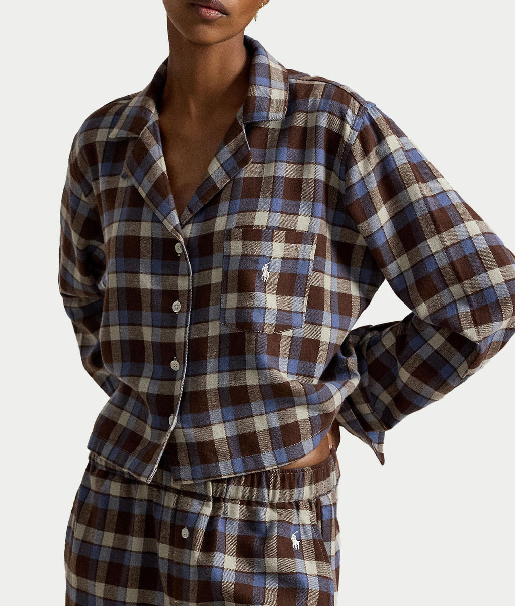 Crop & Boxer Plaid Flannel Pajama Set