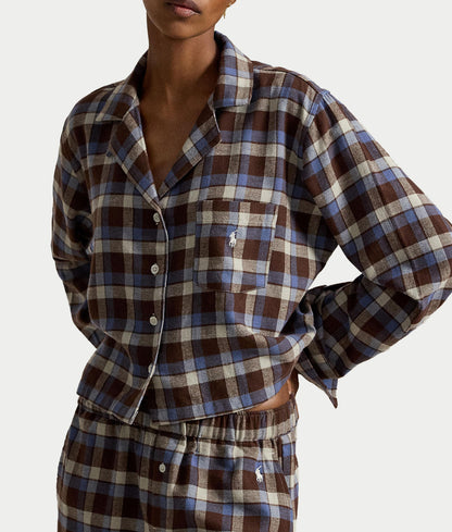 Crop & Boxer Plaid Flannel Pajama Set