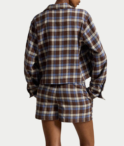 Crop & Boxer Plaid Flannel Pajama Set