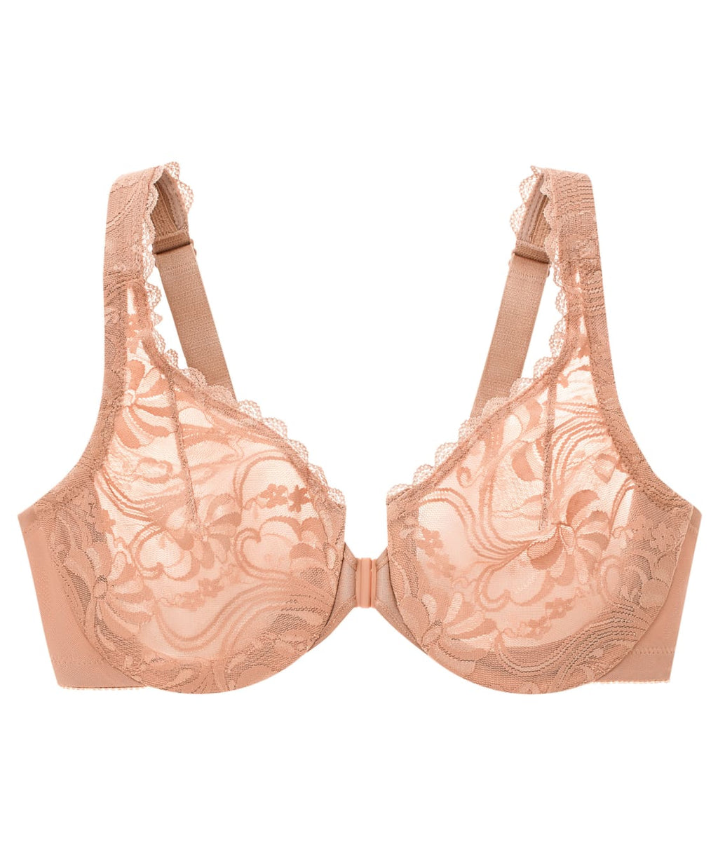 WonderWire Front-Close Stretch Lace Bra
