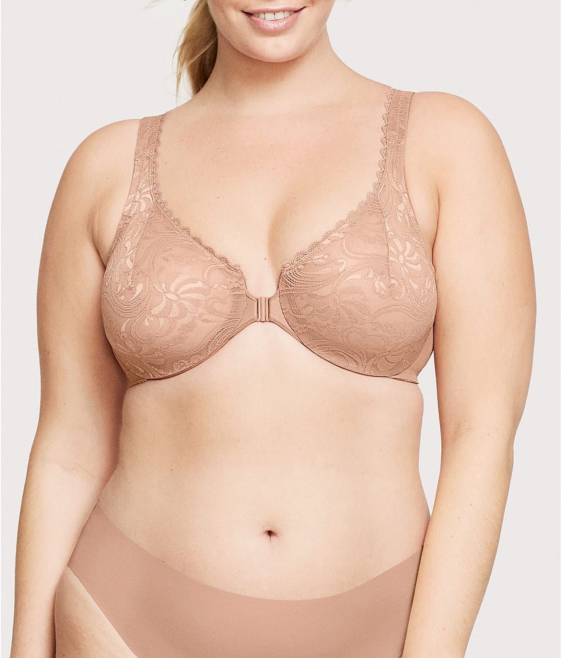 WonderWire Front-Close Stretch Lace Bra