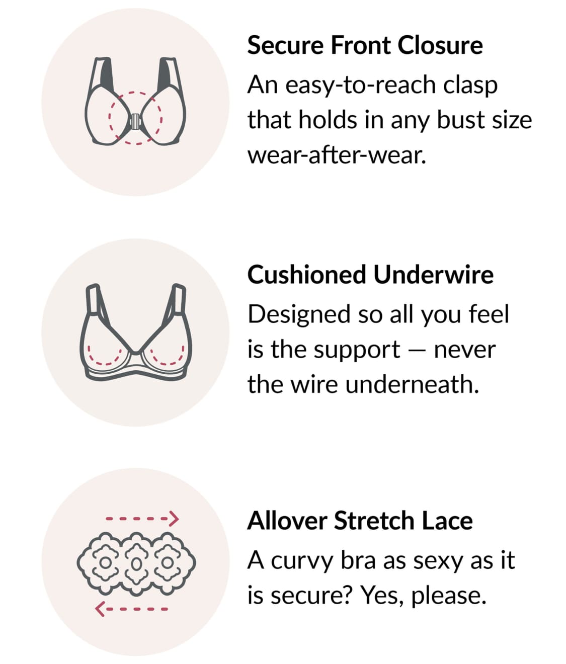 WonderWire Front-Close Stretch Lace Bra
