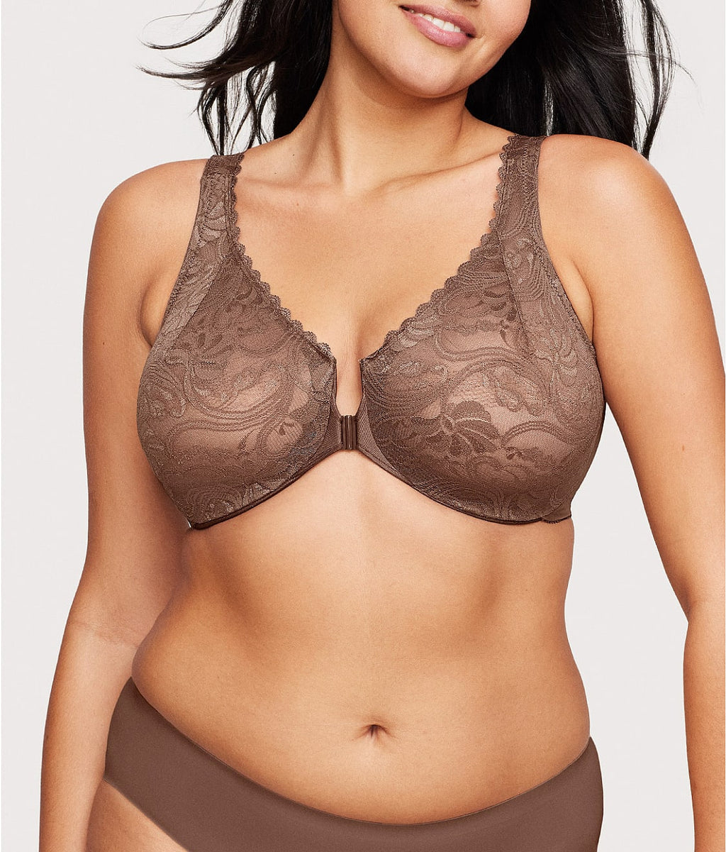WonderWire Front-Close Stretch Lace Bra