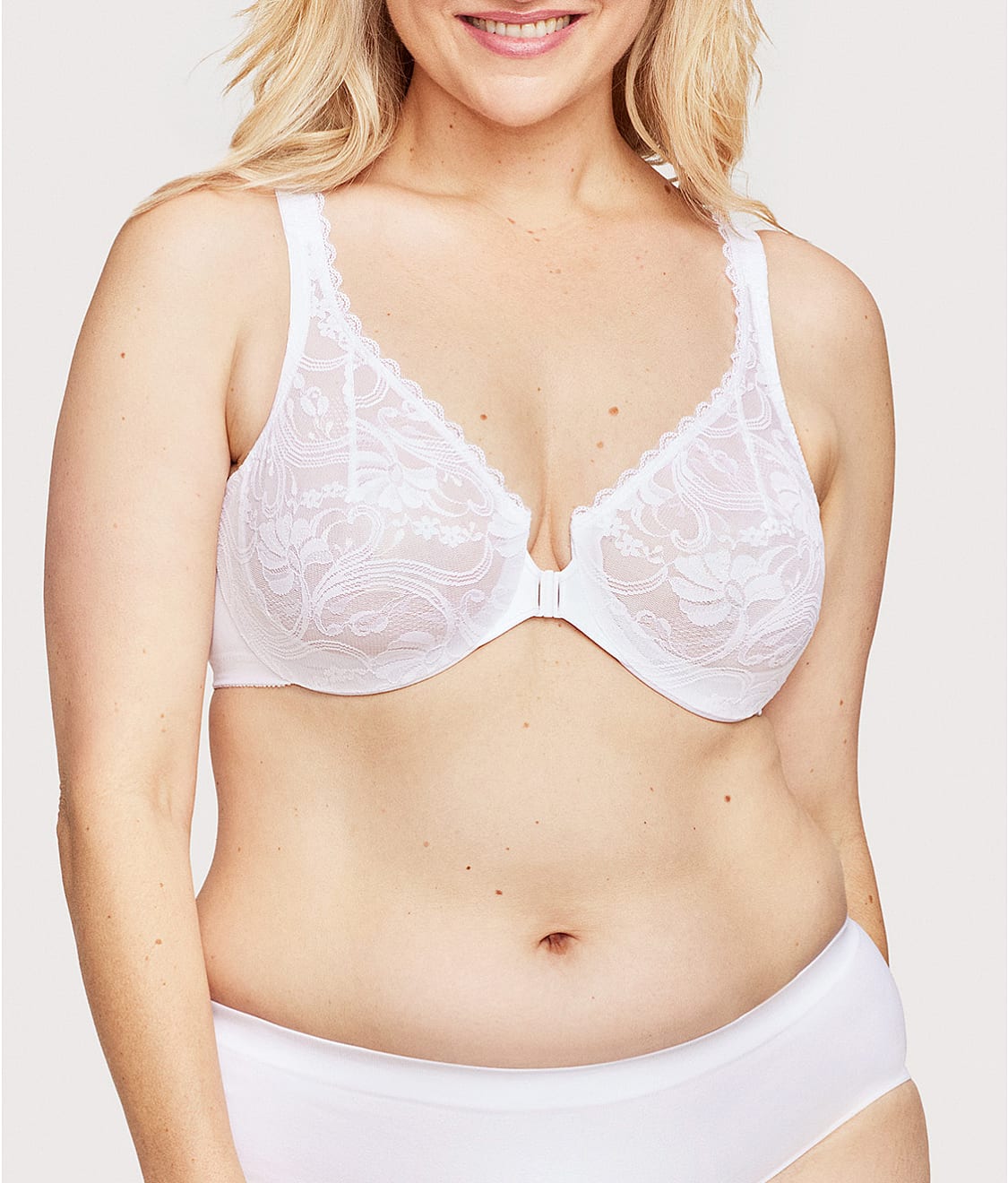 WonderWire Front-Close Stretch Lace Bra