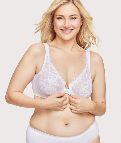 WonderWire Front-Close Stretch Lace Bra