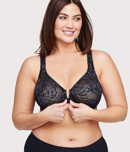 WonderWire Lacey T-Back Front-Close Bra