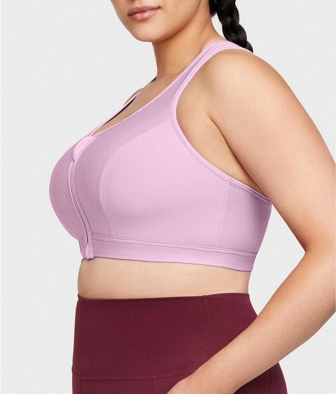Zip-Up Front-Close Wire-Free Sports Bra