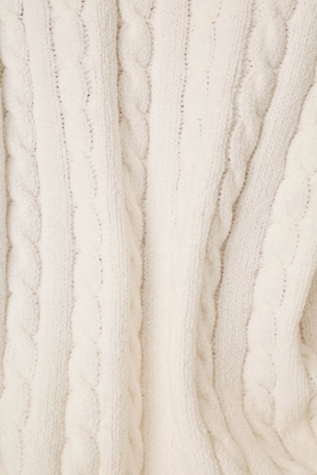 Cozy Chenille Cable Knit Ivory V-Neck Lounge Set
