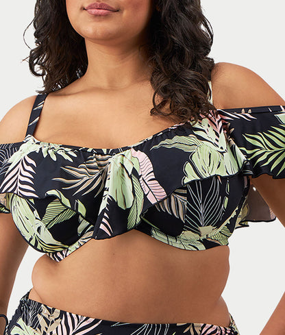 Plus Size Tropical Retreat Ruffle Bikini Top