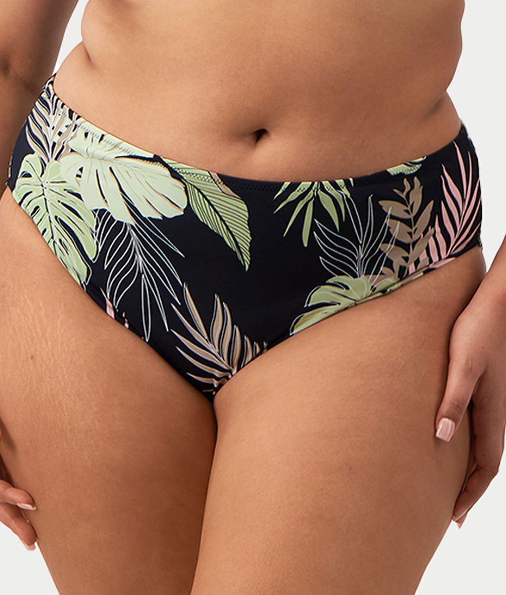 Plus Size Tropical Retreat Mid-Rise Bikini Bottom