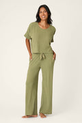 Soft Olive Rib Knit Lounge Set