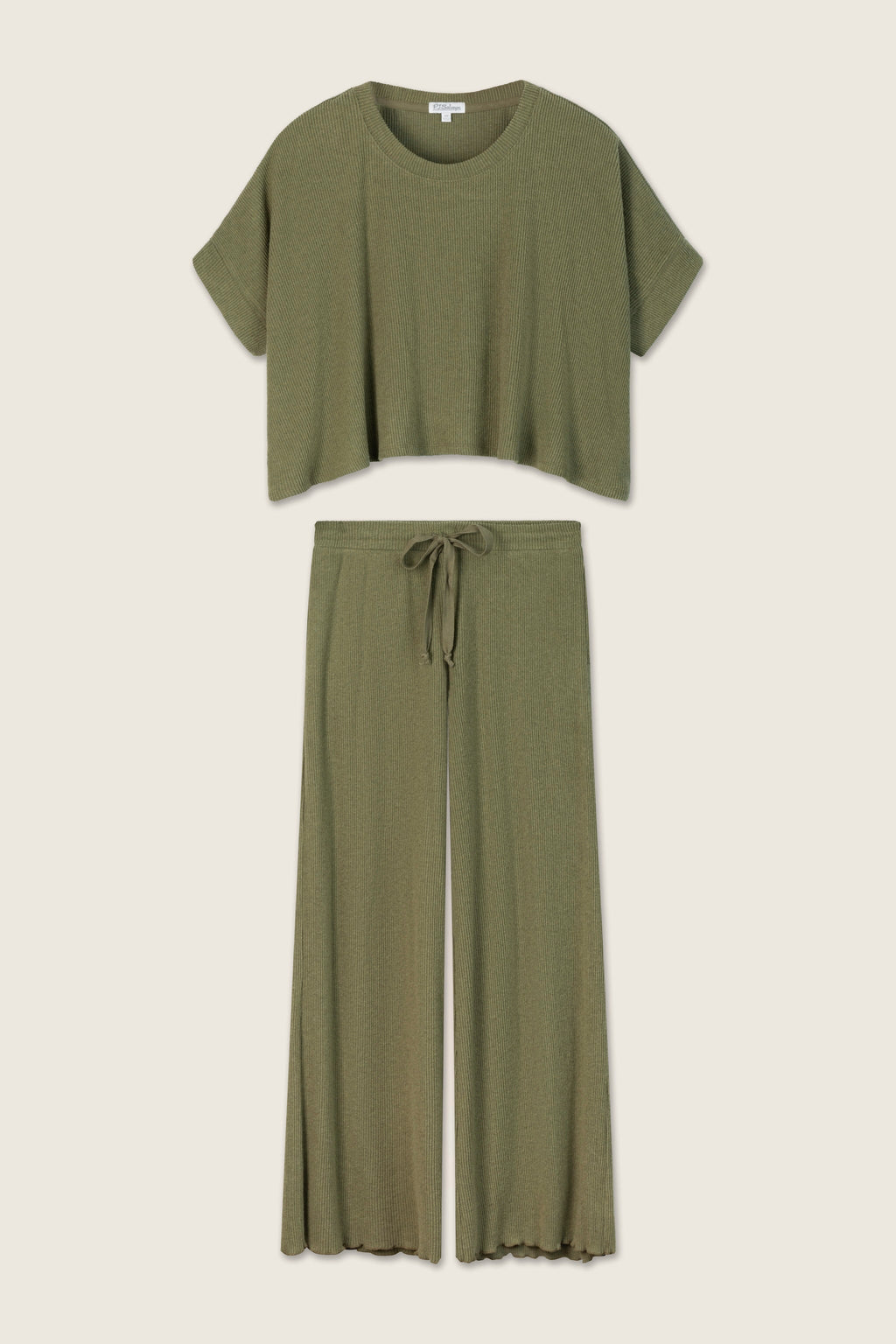 Soft Olive Rib Knit Lounge Set