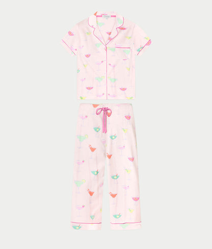 Whimsy Sip Happens Cropped Pajama Set