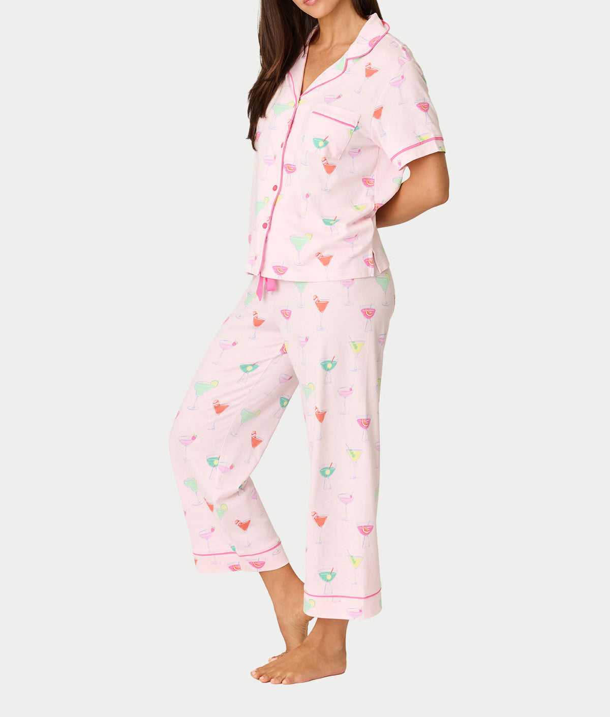 Whimsy Sip Happens Cropped Pajama Set