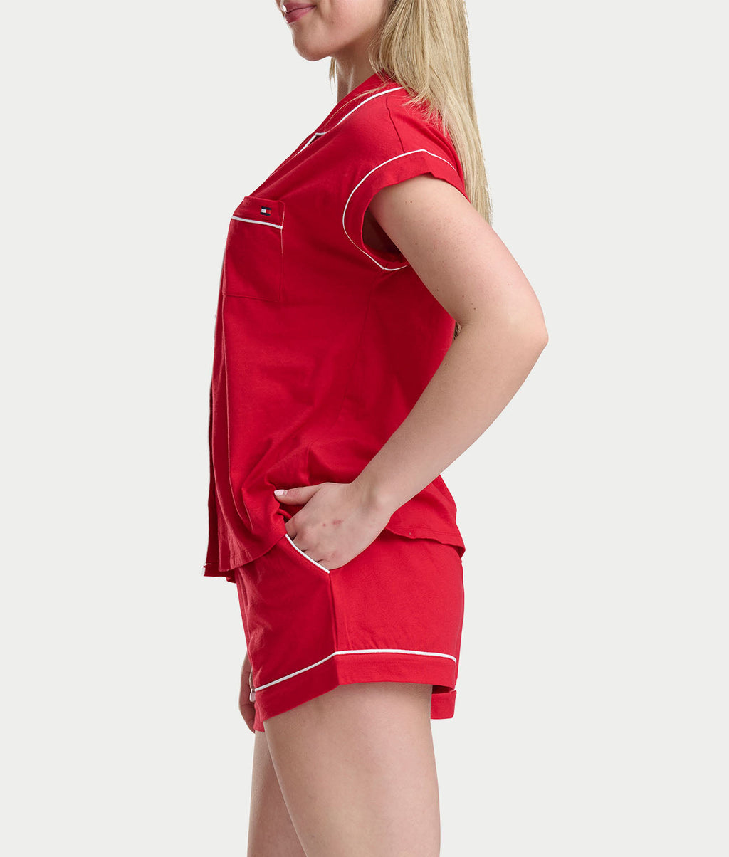Notch Collar Knit Pajama Set