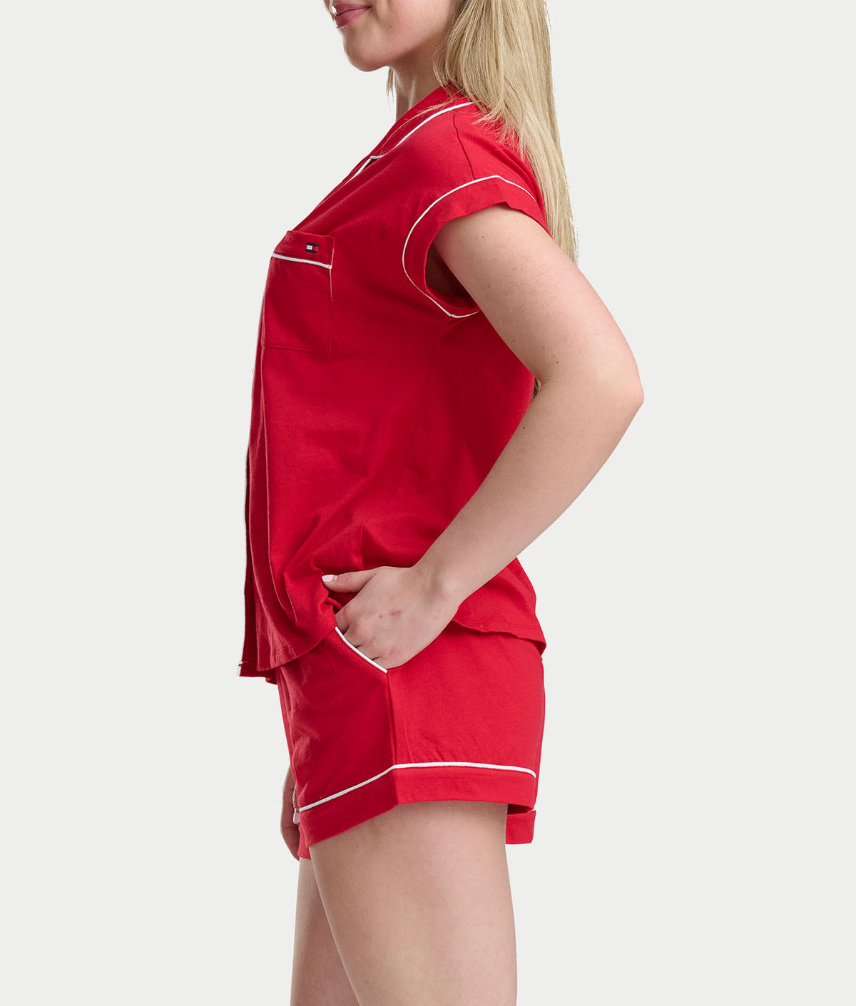 Notch Collar Knit Pajama Set