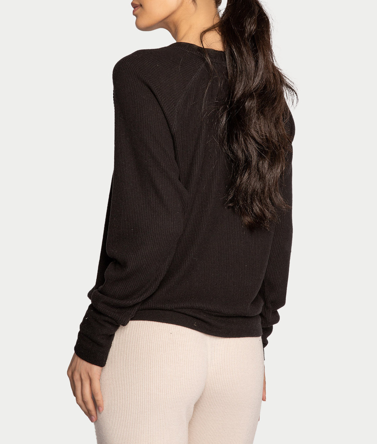 Textured Essentials Ribbed Long Sleeve Knit Top