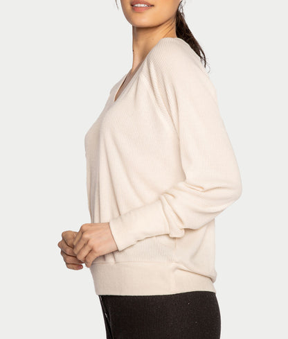 Textured Essentials Ribbed Long Sleeve Knit Top
