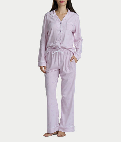 Notch Collar Woven Pajama Set