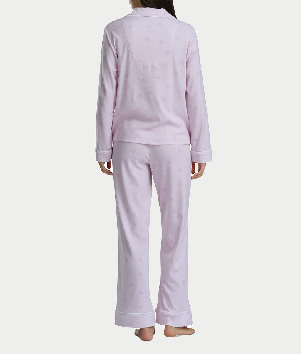 Notch Collar Woven Pajama Set