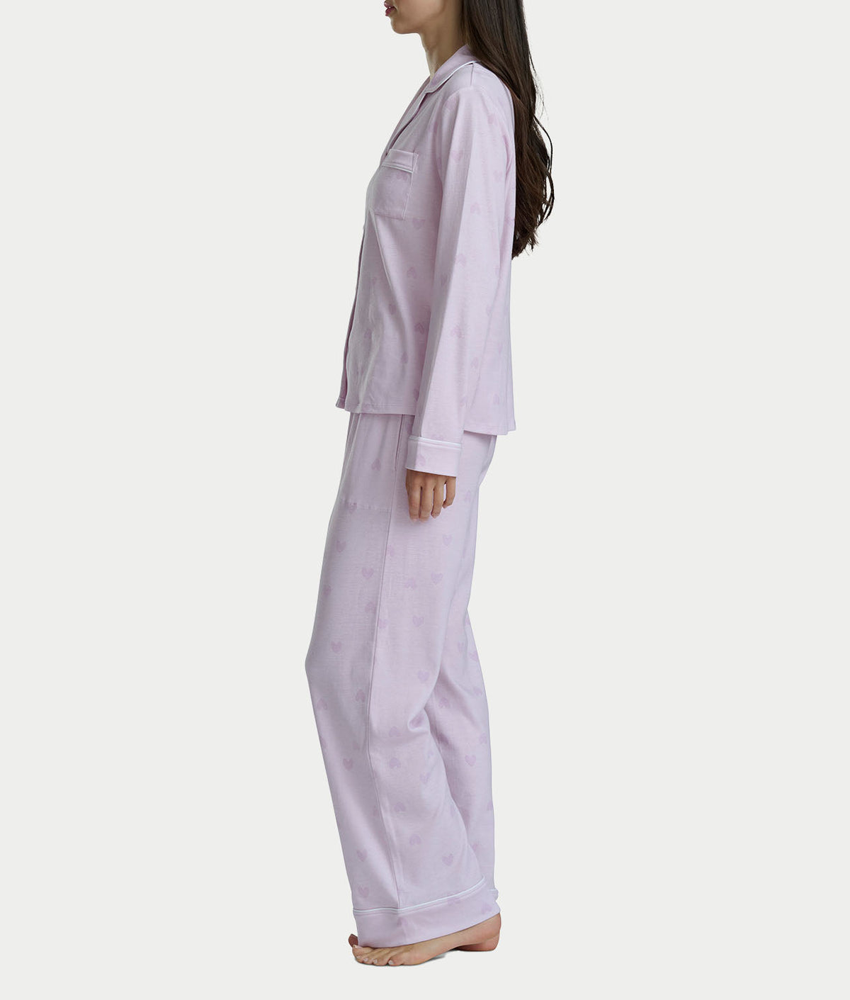 Notch Collar Woven Pajama Set